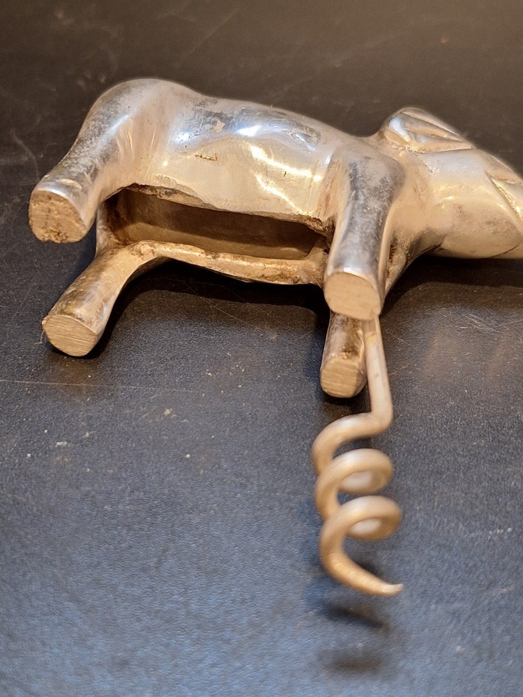 Vintage Elephant Figural CORKSCREW Silverplate Republicans Political Bar Ware