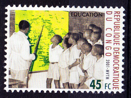 Congo 2001 MNH, Millennium, Education, Map
