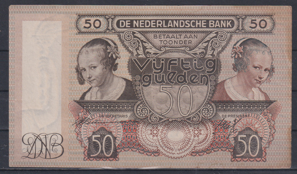 Netherlands 50 gulden 1941 P58VF++&568