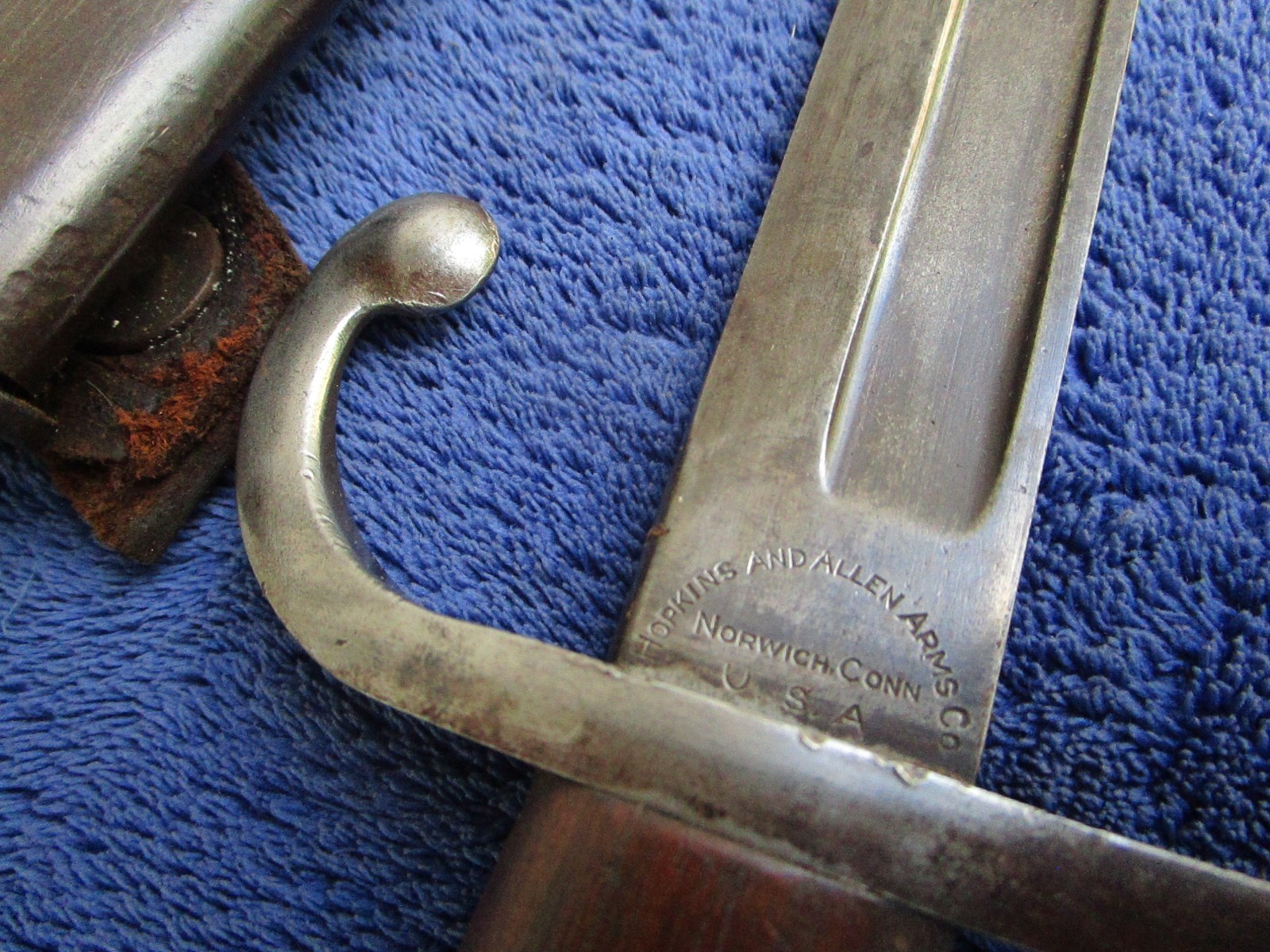 RARE ORIGINAL US MADE M1889 BELGIAN BAYONET AND SCABBARD MAKER HOPKINS AND ALLEN