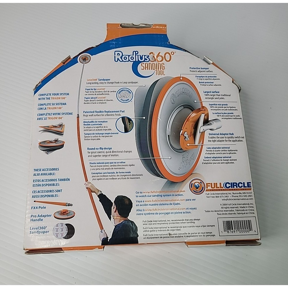 Radius360 Full Circle Drywall Sanding Tool 9" Round Head Hook & Loop Backer NEW