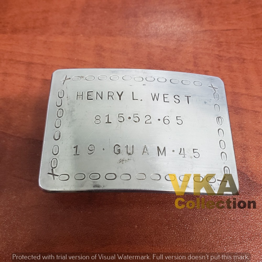 WWII Serviceman's Personalized Belt Buckle Guam 1945