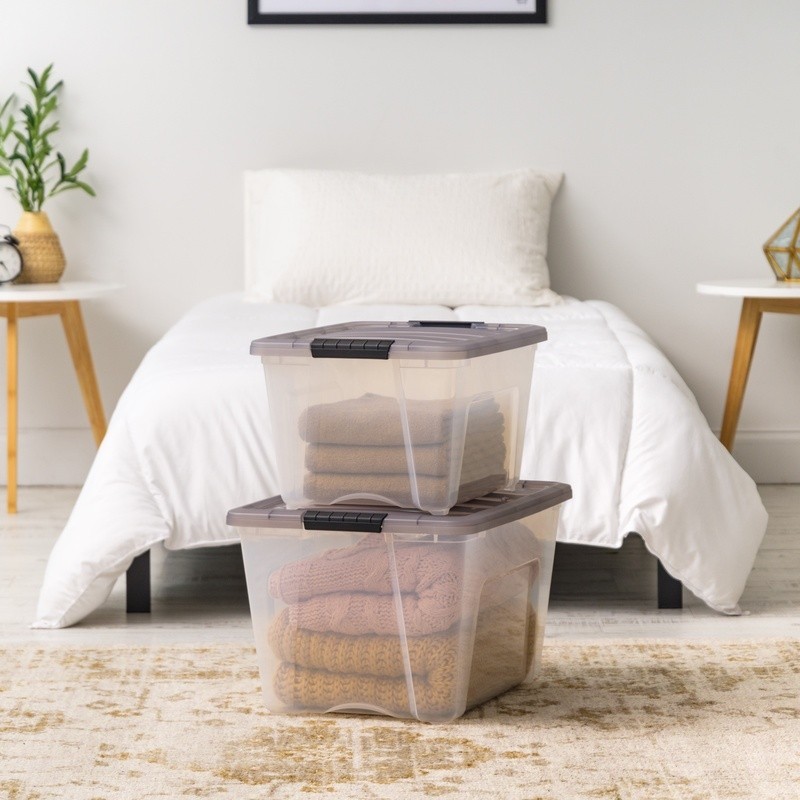 53 Qt. Plastic Storage Bins with Lids Stackable Storage Containers Totes 5 Pack