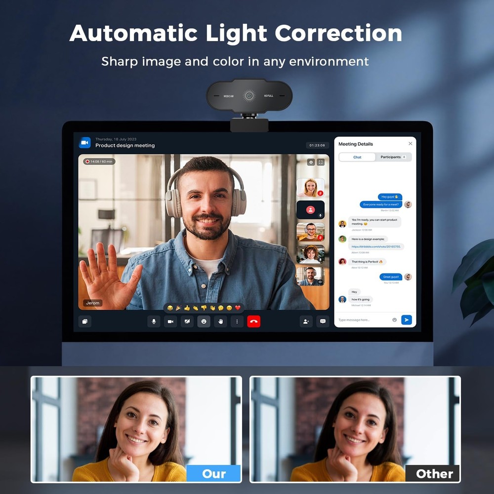 1080P USB Webcam for PC Desktop,Laptop Web Camera with Microphone