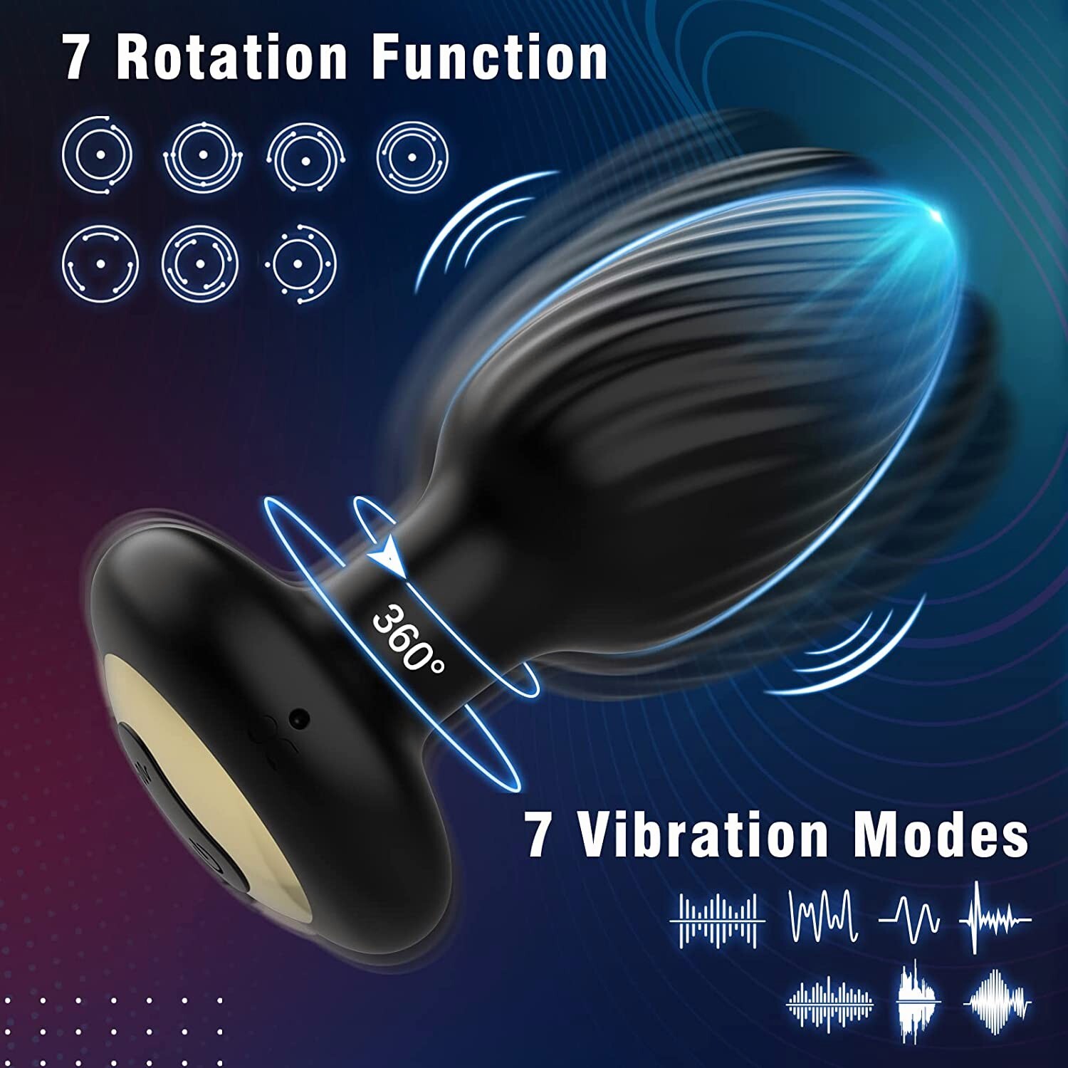 Rotating Anal Butt Plug Dildo Vibrator Prostate Massager Sex Toys for Men Women