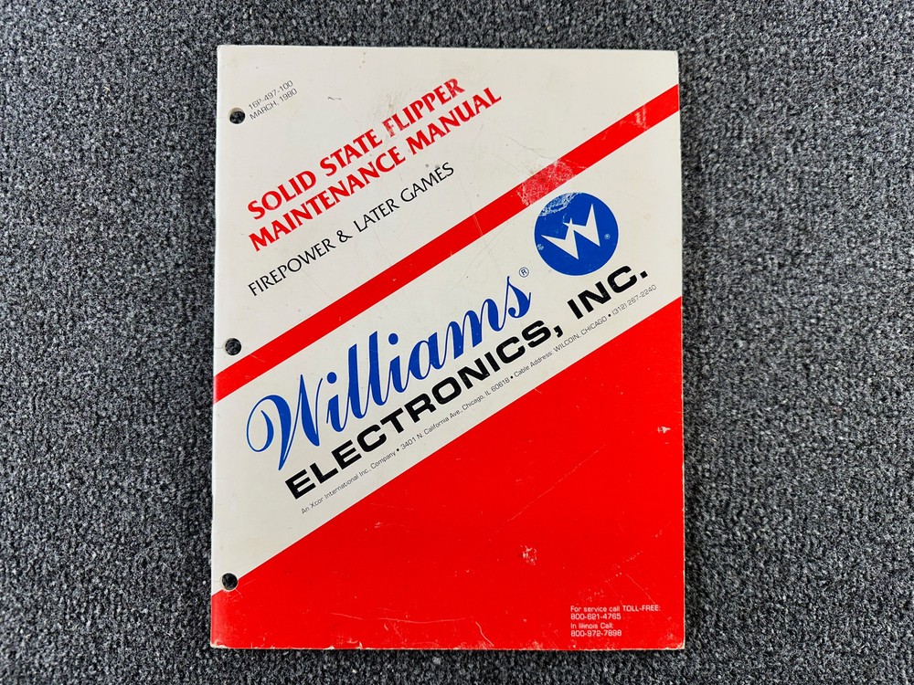 Williams Pinball Solid State Flipper Maintenance Manual Firepower ORIGINAL
