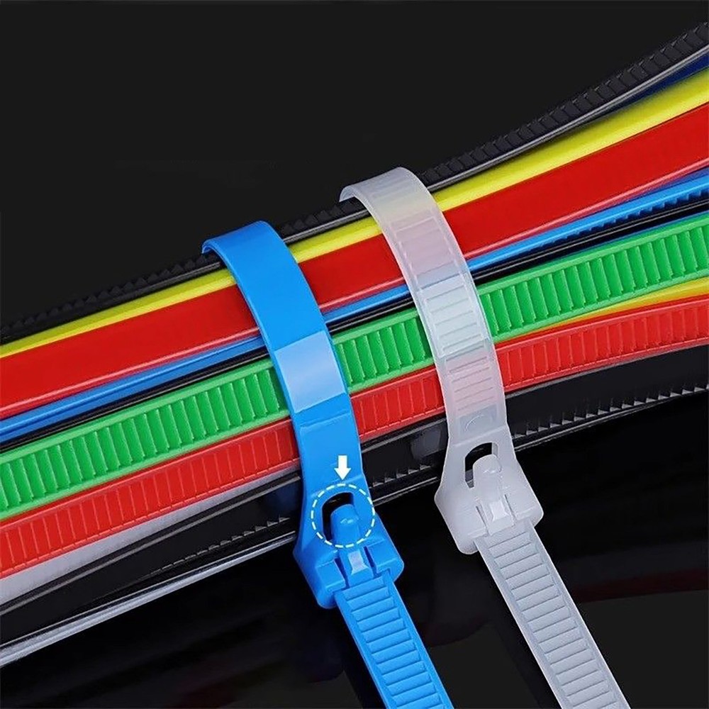 Releasable Reusable Cable Ties Black Natural Nylon Plastic Zip Tie Wraps