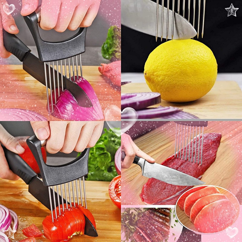 Stainless Onion-Holder Slicing-Kitchen Assistant-Vegetable - Upgrade Chopper ...
