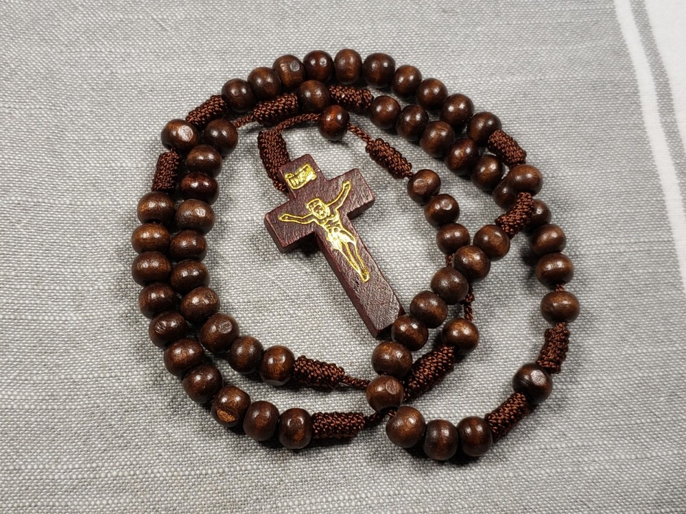 Beautiful Rosary Wood Beads Religious Christian Gift C15