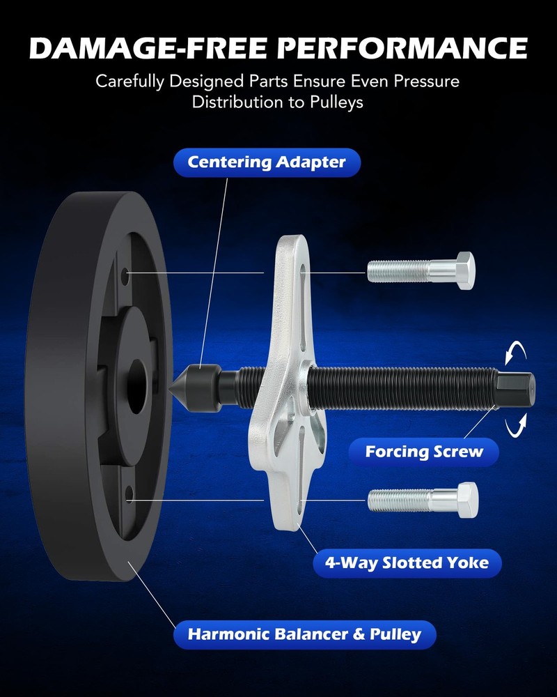 Orion Motor Tech Harmonic Balancer Puller Kit, 49pc Power Steering Black