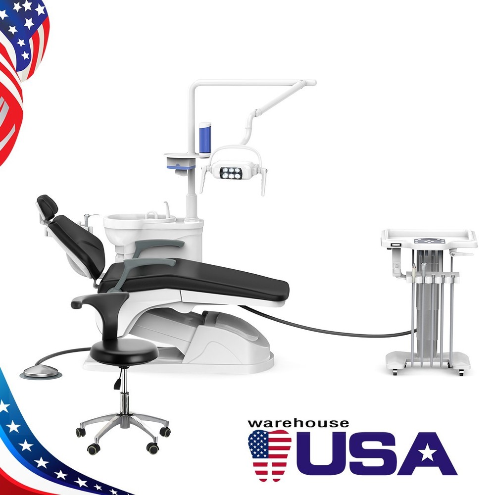 Dental Unit Chair Computer Controlled Doctor's Stool + Liftable Mobile Trolley