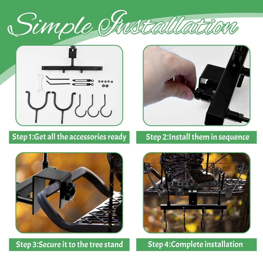 Metal Tree Stand Gun Holder, Rustproof Rest with 6 black