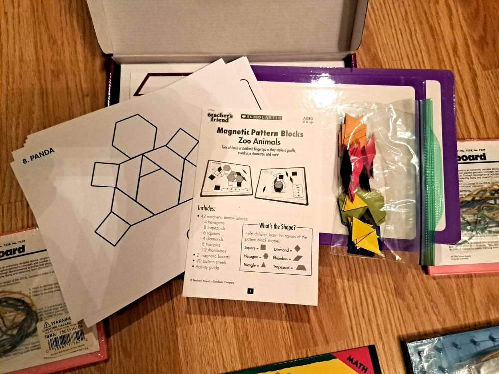 Scholastic Magnetic Pattern Blocks, Geoboards, Shapes Math Manipulative Geometry