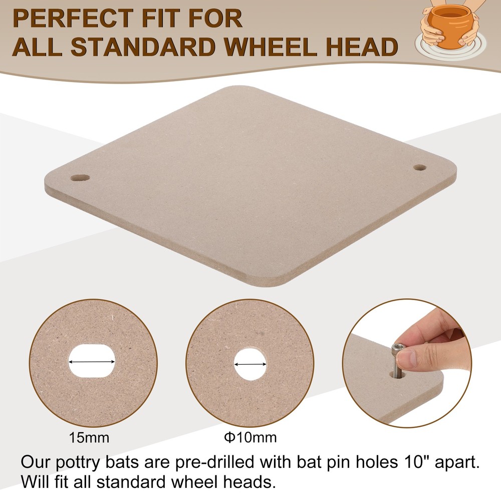 3 Pack 9" Pottery Wheel Bat, 1/3"Thick Square