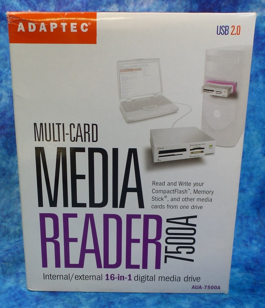 Adaptec Multi-Card Media Reader AUA-7500A  Internal/ External 16-1 media  - NEW