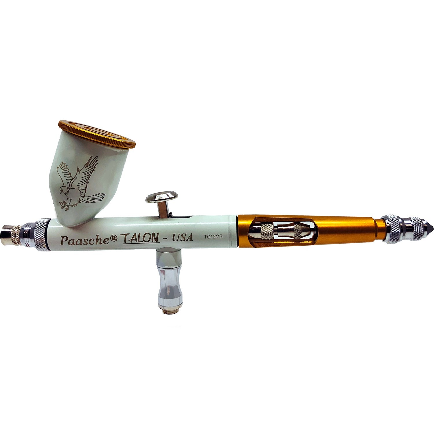 C-TG2-WG Paasche Talon White & Gold Cerakote Dbl Action Gravity Feed Airbrush