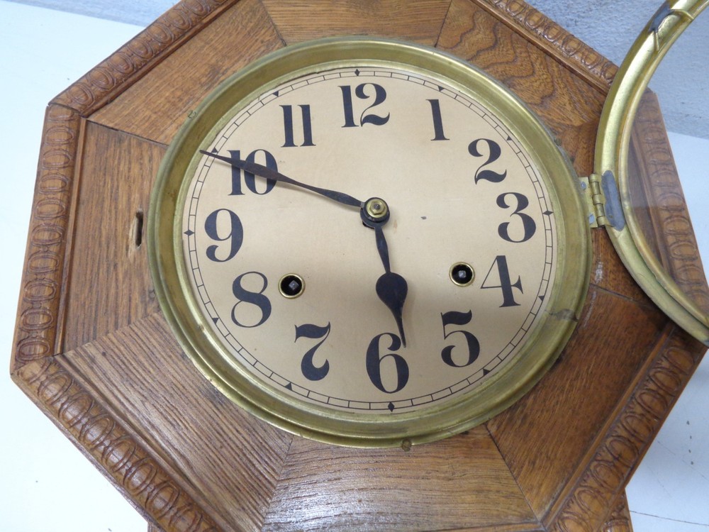Vintage Schoolhouse Regulator Octagon A Wall Clock
