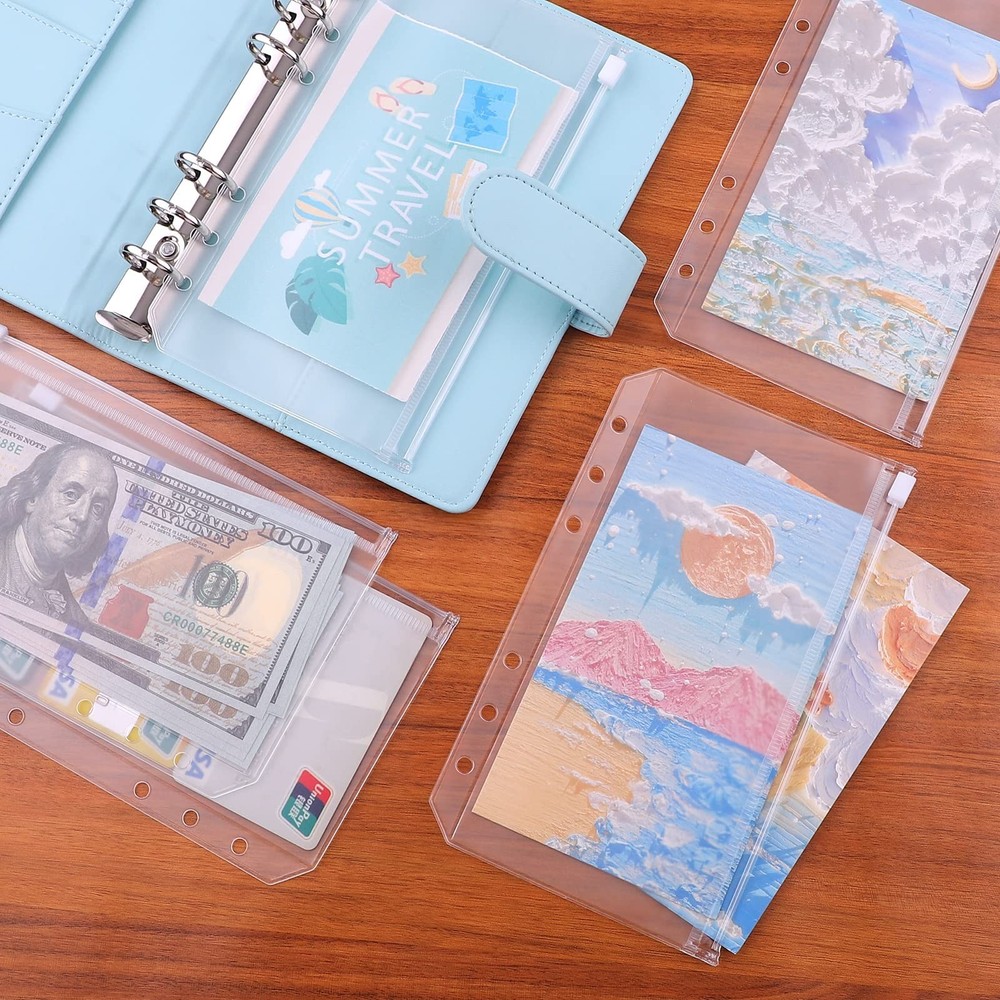 Antner 12 Pieces A6 Binder Pockets Bundle | A6 PU Leather Notebook Binder (Li...