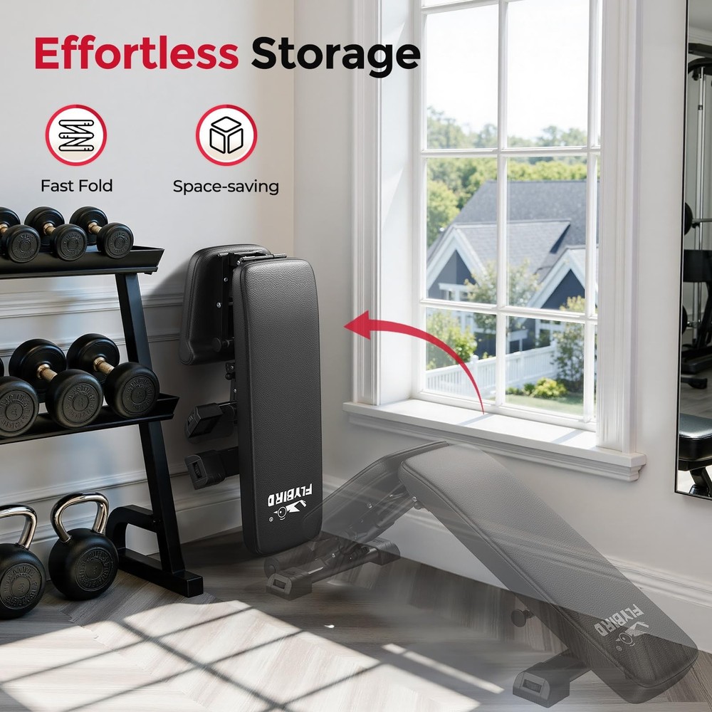 FLYBIRD Adjustable Weight Bench, ASTM-Certified 800LBS Workout Bench Foldable...