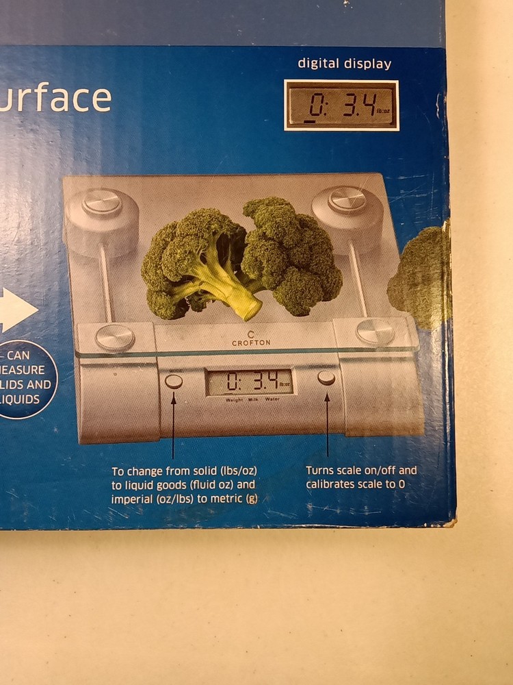 Crofton Kitchen Scale Glass Surface Digital Weighs up to 11 lbs. Adjustable