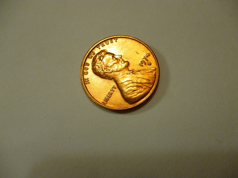 1974 d penny error large die chip