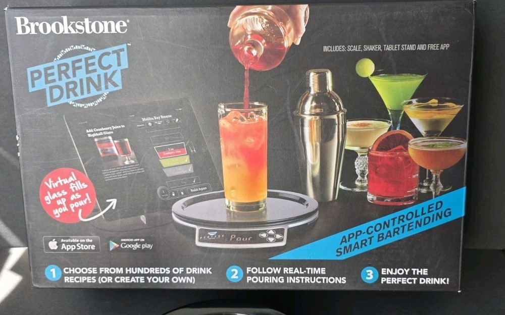 Brookstone Perfect Drink App-Controlled Smart Bartending System Drink Recipee