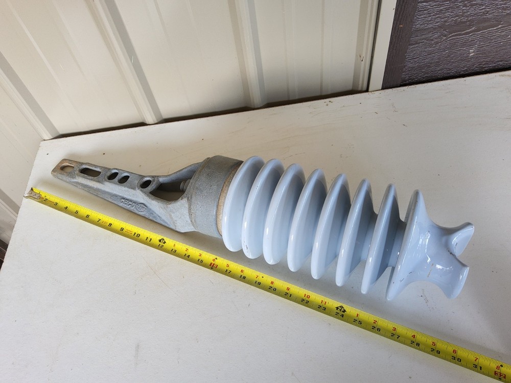 Large White Porcelain Ceramic High-Voltage Insulator with Bracket 28 LBS
