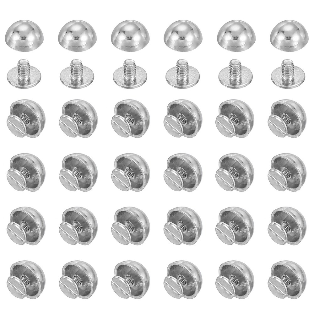 1/2" Dome Spikes Studs, 100 Sets Nailhead Screw Back Rivets for Craft, Silver