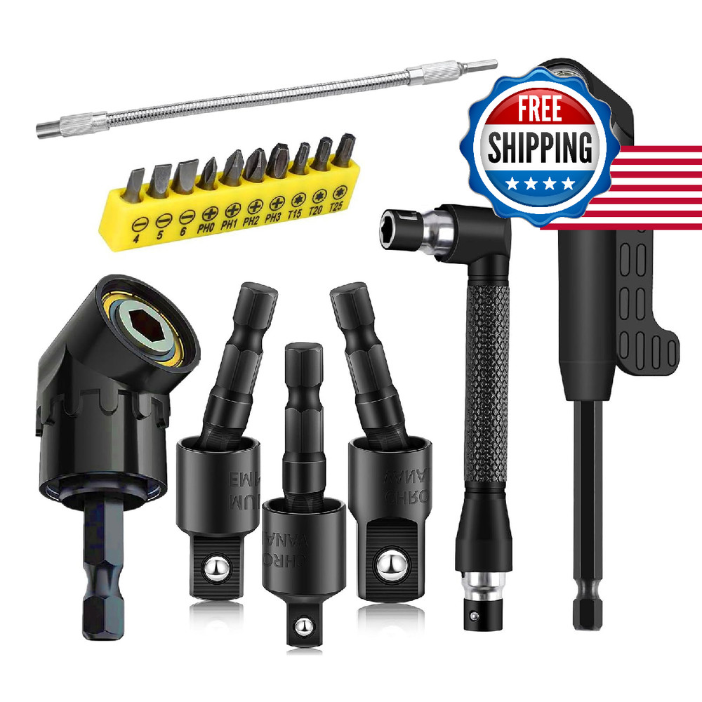 17Pcs Flexible Drill Bit Extension Kit + 3 Rotatable Socket Adapters