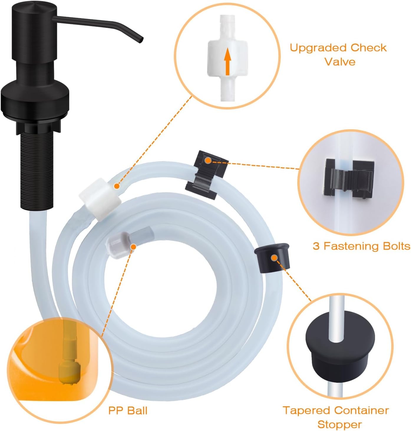 Kitchen Sink Soap Dispenser With 47" Extension Tube kit Sink Soap Dispenser Pump