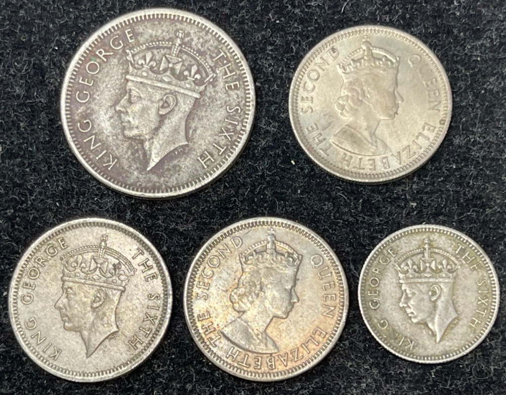 Assorted Early Malaya 5 Coins Lot
