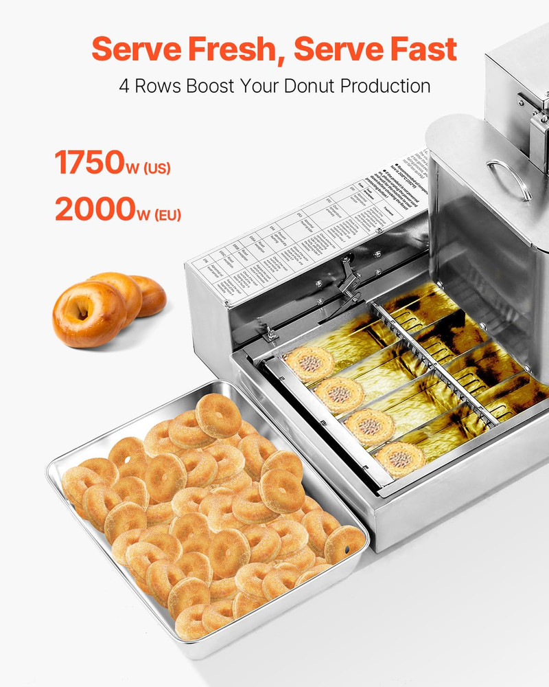 Commercial Automatic Donuts Machine, 4 Rows Donuts Making Equipment, 240 Pcs/Hou