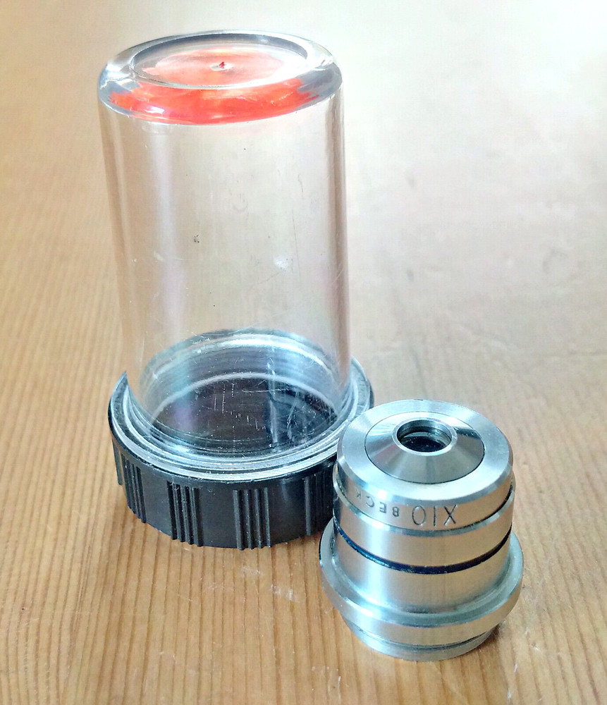 Beck X10  / .17 N.A. Microscope Objective + Plastic Case
