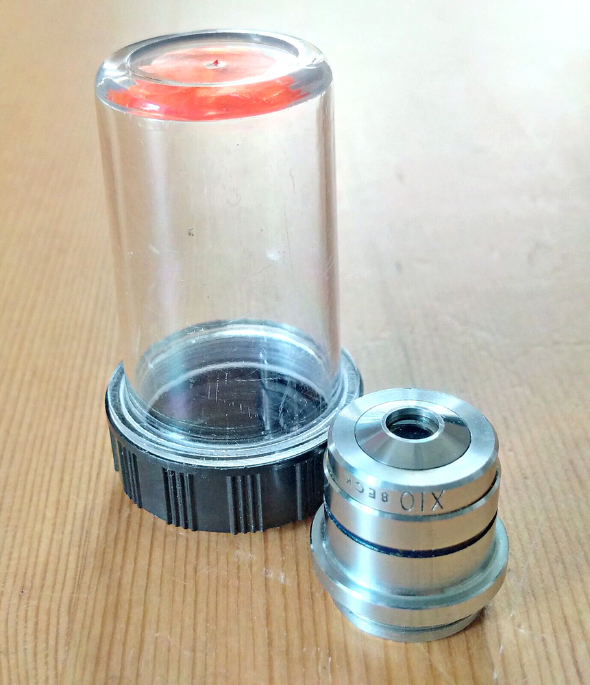 Beck X10 / .17 N.A. Microscope Objective + Plastic Case