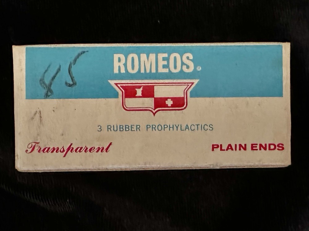 Romeos 1950's Phophylactics Condom Rubber Box 3 Count