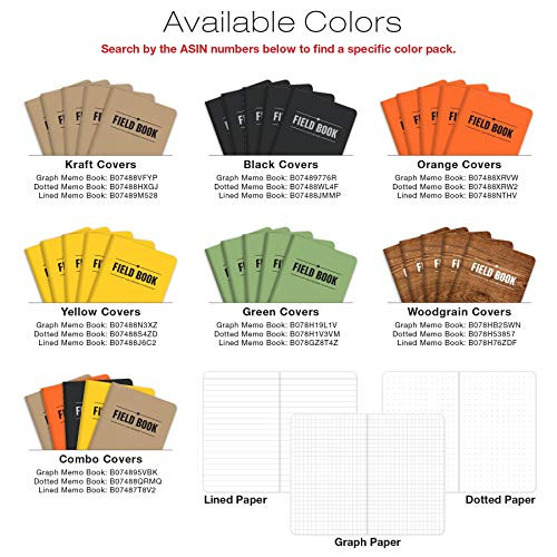 Field Notebook/Pocket Journal - 3.5"x5.5" - Black - Dot Graph Memo Book -