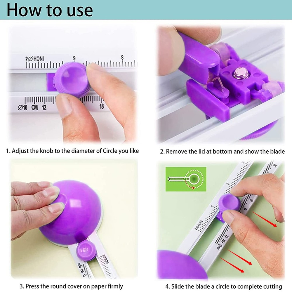 Paper Circle Cutter, Craft Cutting Tool 4" To 12.5", Adjustable Diameter
