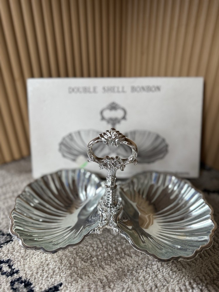 F.B. Rogers Silver Company Double Shell Bonbon Dish Silver Plated
