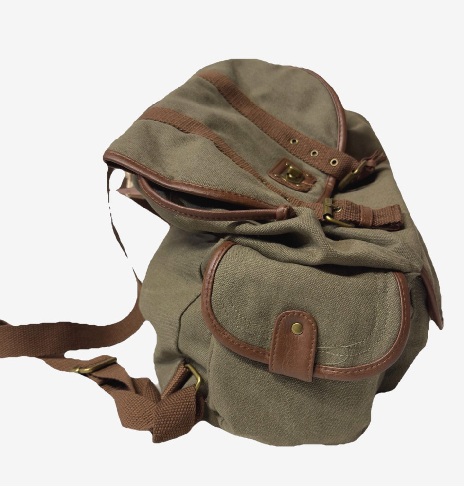 Army Green Backpack w/ Brown Trim Multi-Pocket NWT
