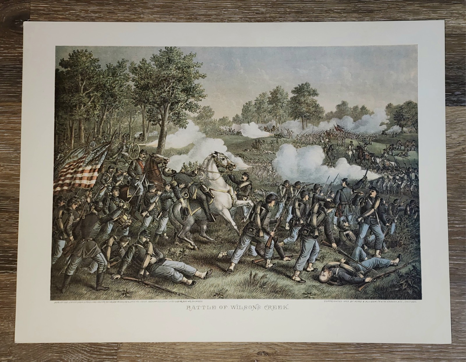 Civil War Battle of Wilson Creek 1893 Kurz & Allison Lithograph Print
