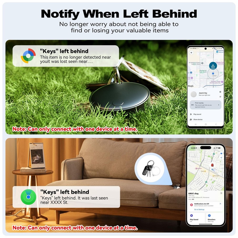 Eelexa Dual Platform (for iOS and Android) Smart Tag Tracker, 4 Pack Dual Sys...