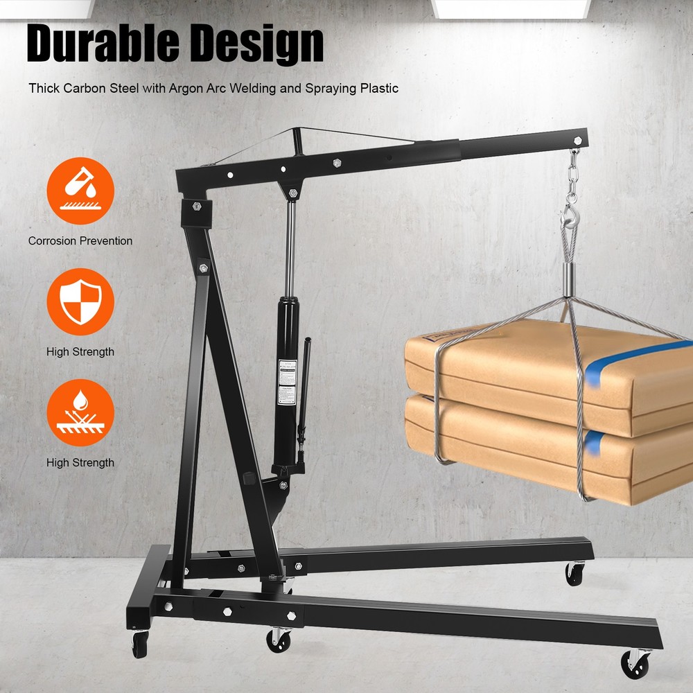 2 Ton Folding Engine Hoist Crane with Adjustable Height and Easy Mobility