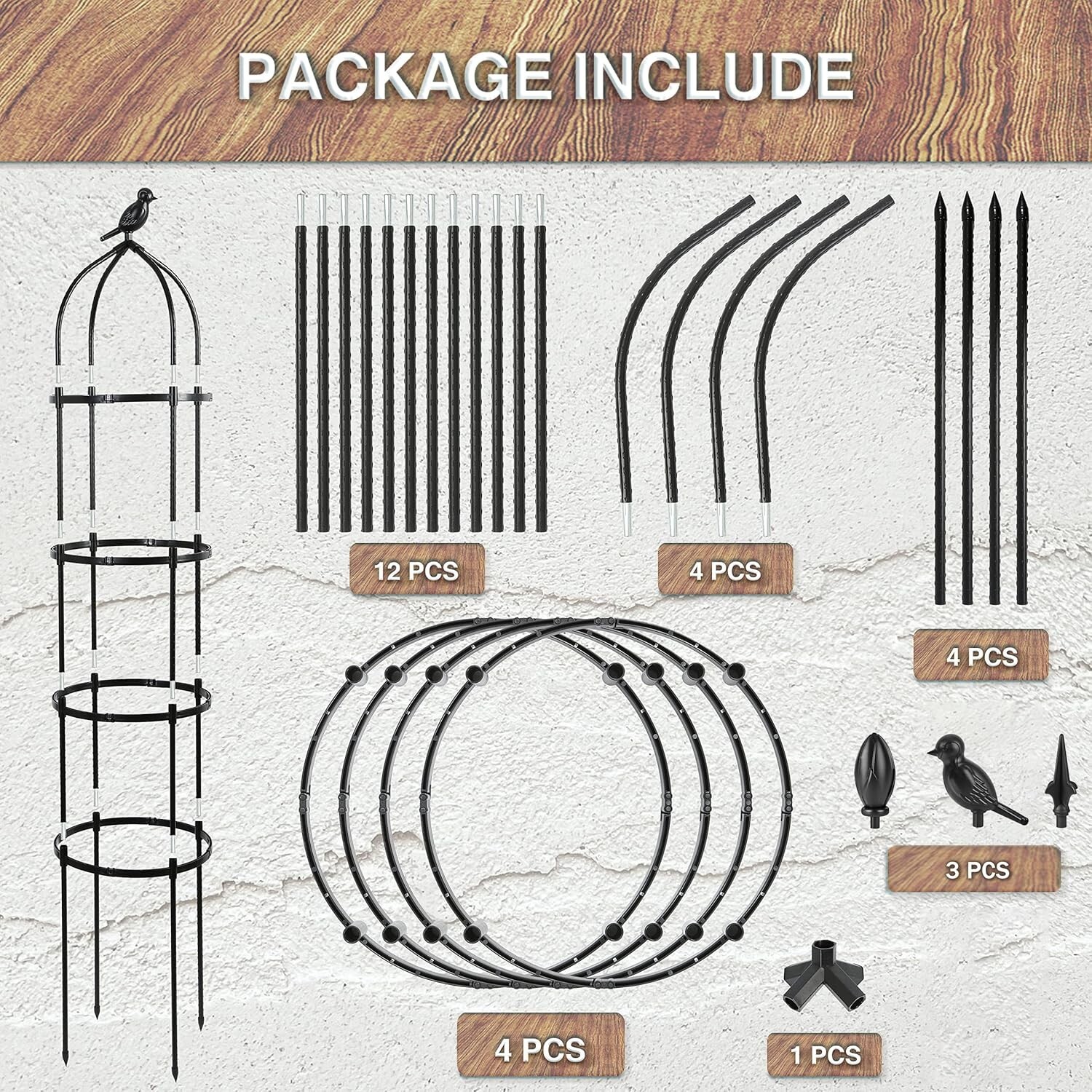 Garden Obelisk Trellis for Climbing Plants Outdoor 4/6Ft Rose Bush Round Trelli
