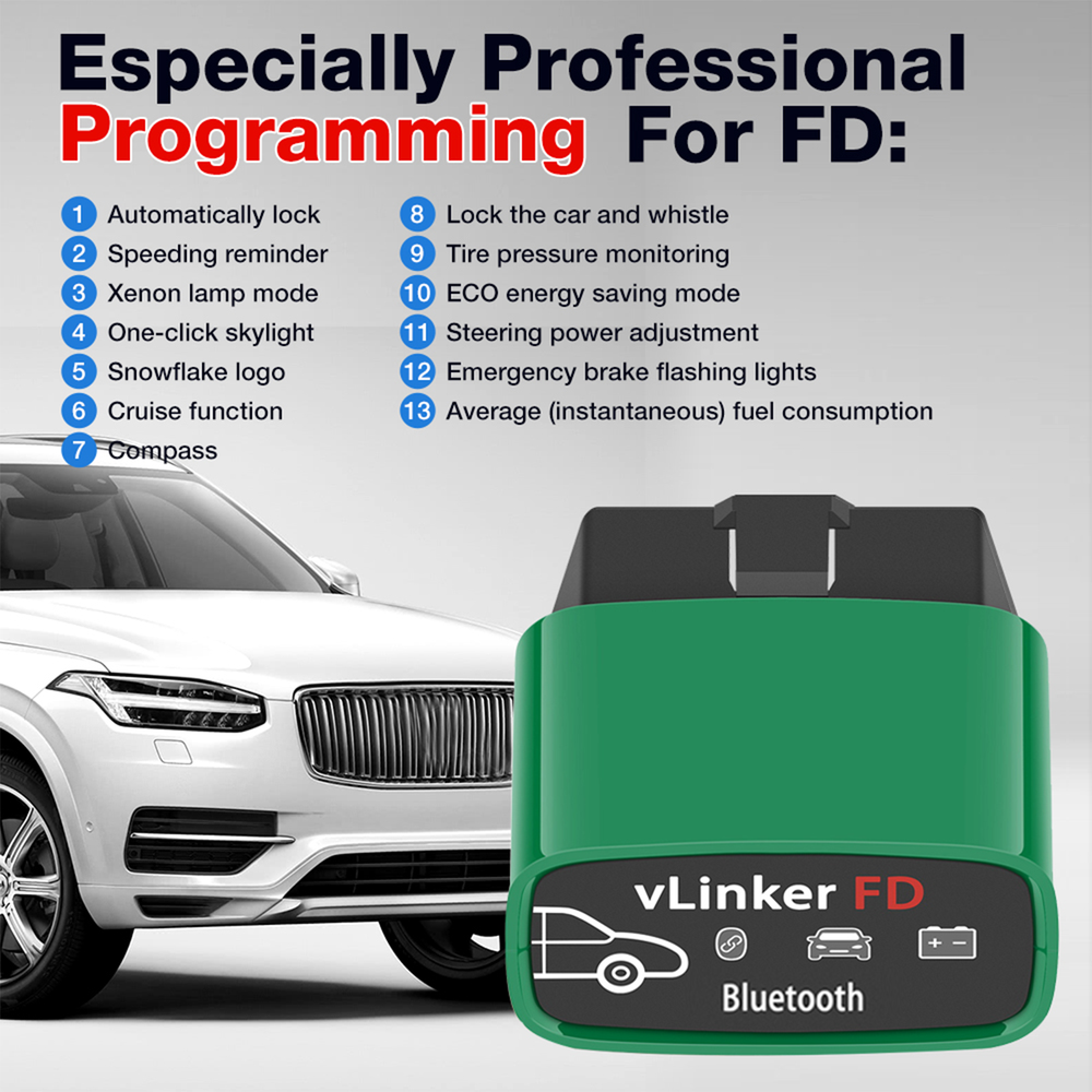 Vgate vLinker FD Forscan Bluetooth/WiFi OBD2 Adapter BLE Scanner for IOS Android