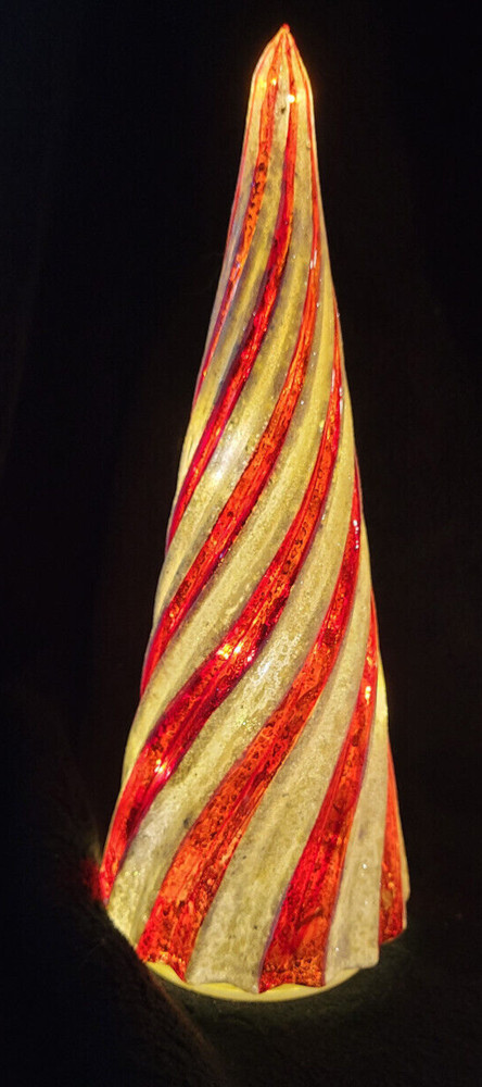LED Red and White Striped Trees 3 Piece