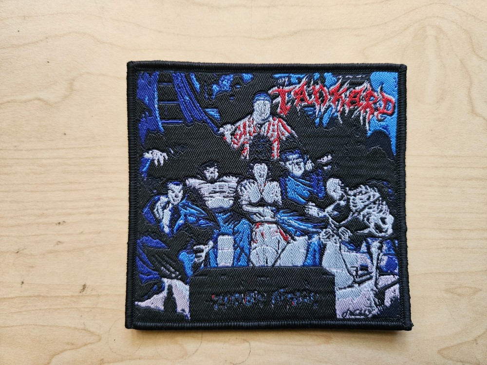 TANKARD, SEW ON BLACK BORDER WOVEN PATCH