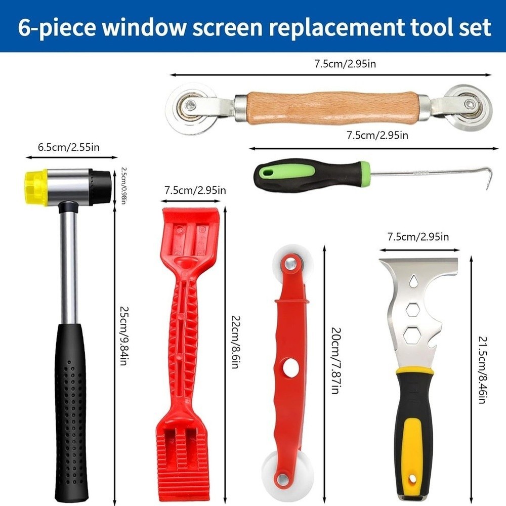 Glass Installation Tool Set 6 pcs for Window Screen Replacement and Frame Work