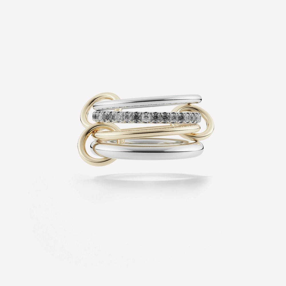 Lab created Moissanite Connected Ring 925 Silver Linked Interconnected Band Ring