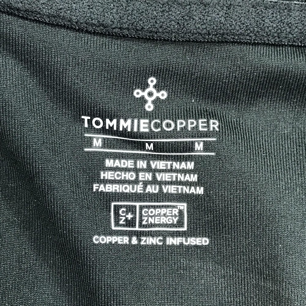 Tommie Copper Mens Medium Black Compression Shirt Lower Back Support Zip Top