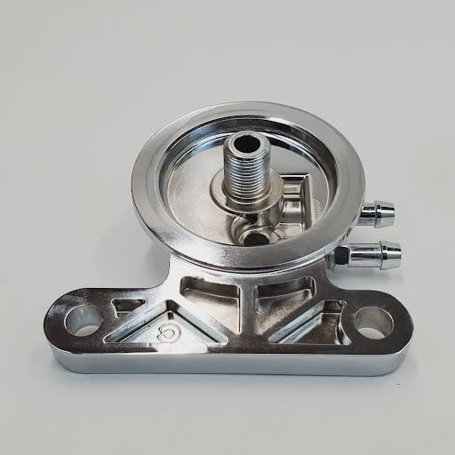Chrome Universal Remote Oil Filter Relocation Kit with Custom Mount & Filter